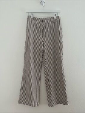 Calypso St. Barth Brown & White Striped Cropped Wide-Leg Pants Sz 6 Coastal